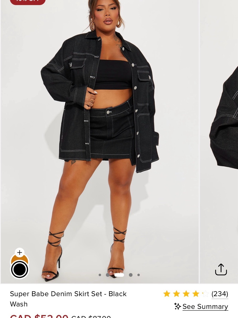 Fashion Nova Curve Super Babe Denim Skirt Set - Black Wash